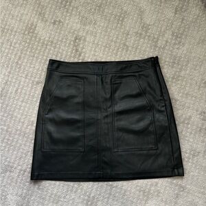 LOFT Vegan Leather Black Mini Skirt